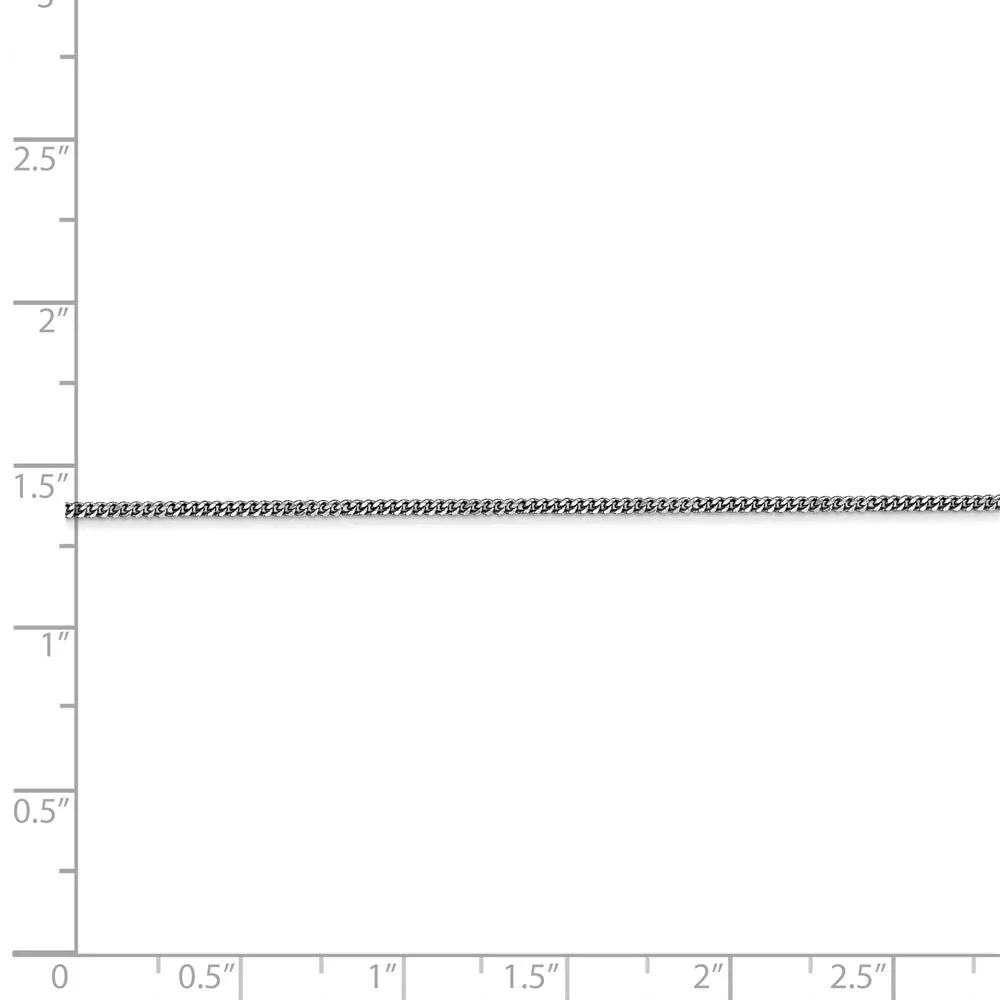 1.3mm, 14k White Gold, Solid Curb Chain Necklace