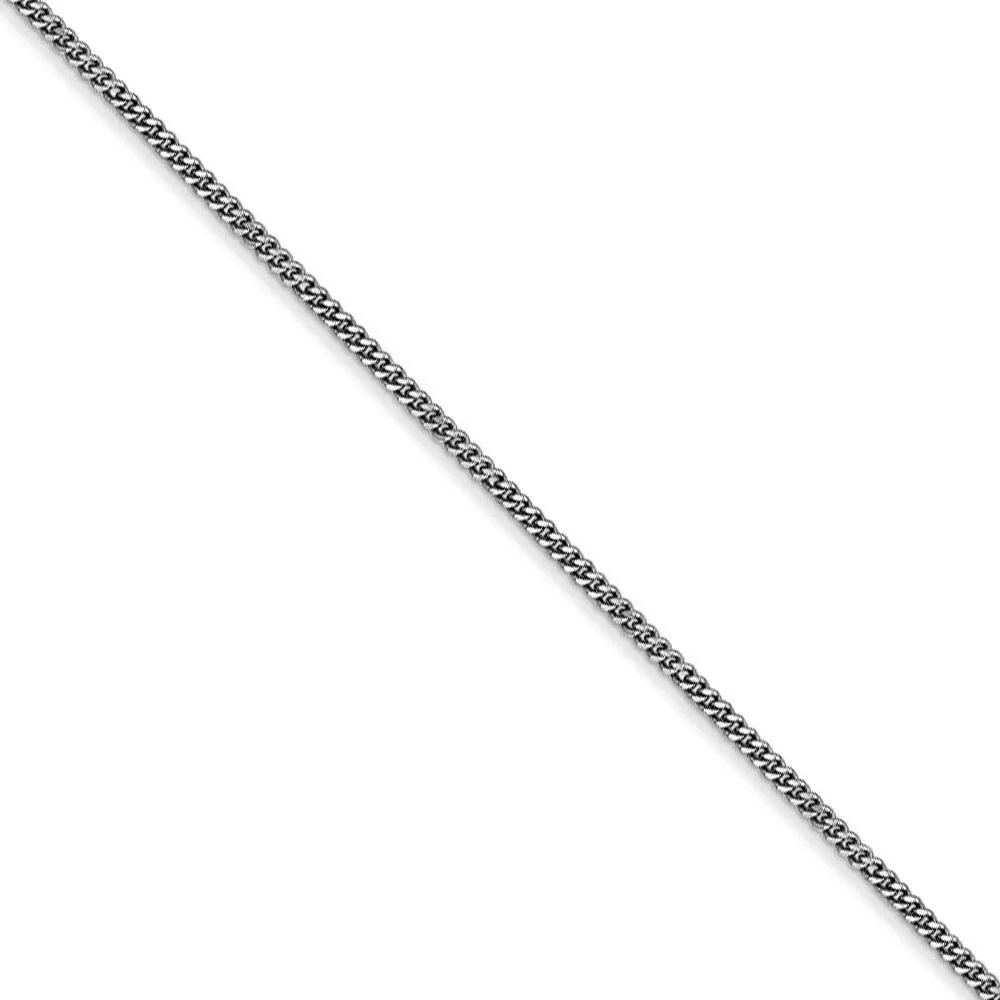 1.3mm, 14k White Gold, Solid Curb Chain Necklace