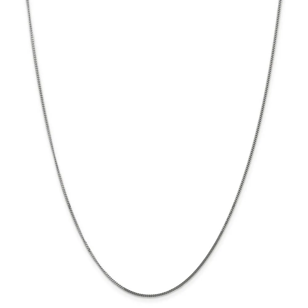 1.3mm, 14k White Gold, Solid Curb Chain Necklace