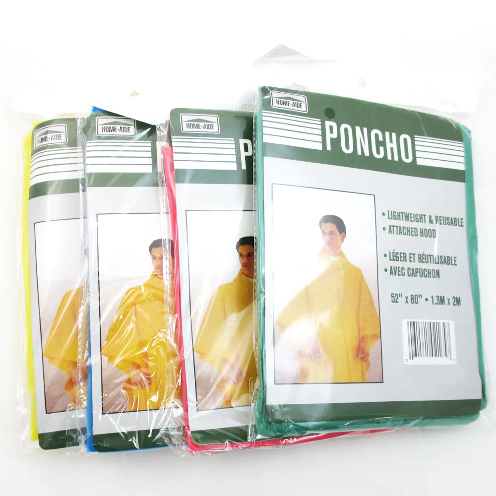 2 Emergency Rain Poncho Reusable Rain Hooded Rain Coat Outdoor One Size Fits All