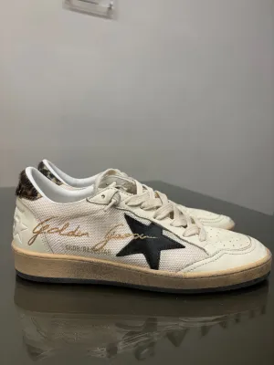 GOLDEN GOOSE BALLSTAR IN BEIGE AND LEOPARD