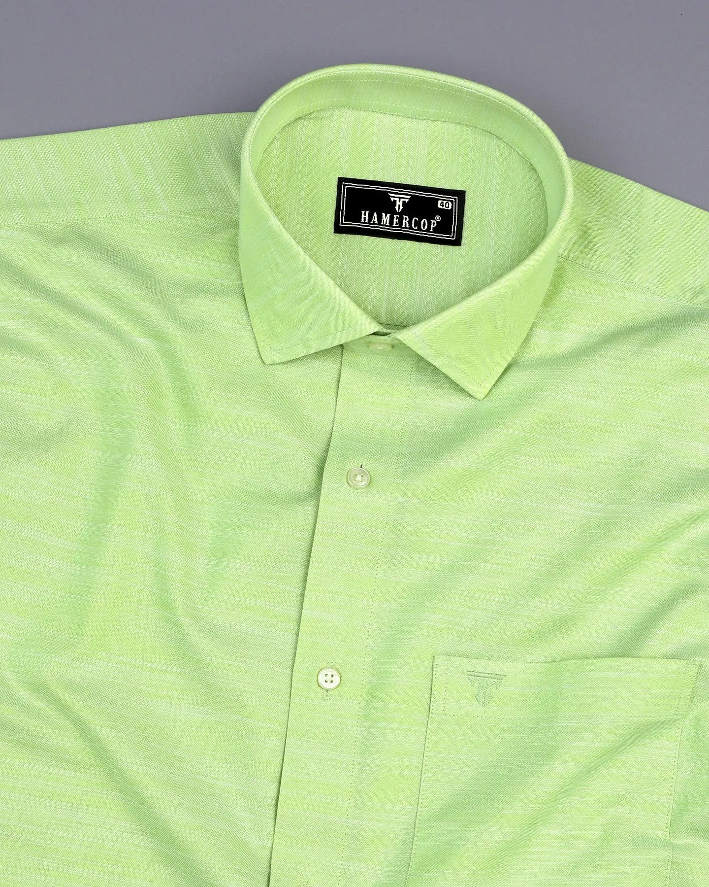 Guava Green Solid Linen Cotton Formal Shirt