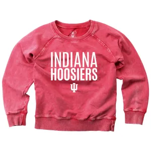 Indiana University Faded Wash Crewneck Sweatshirt in Red