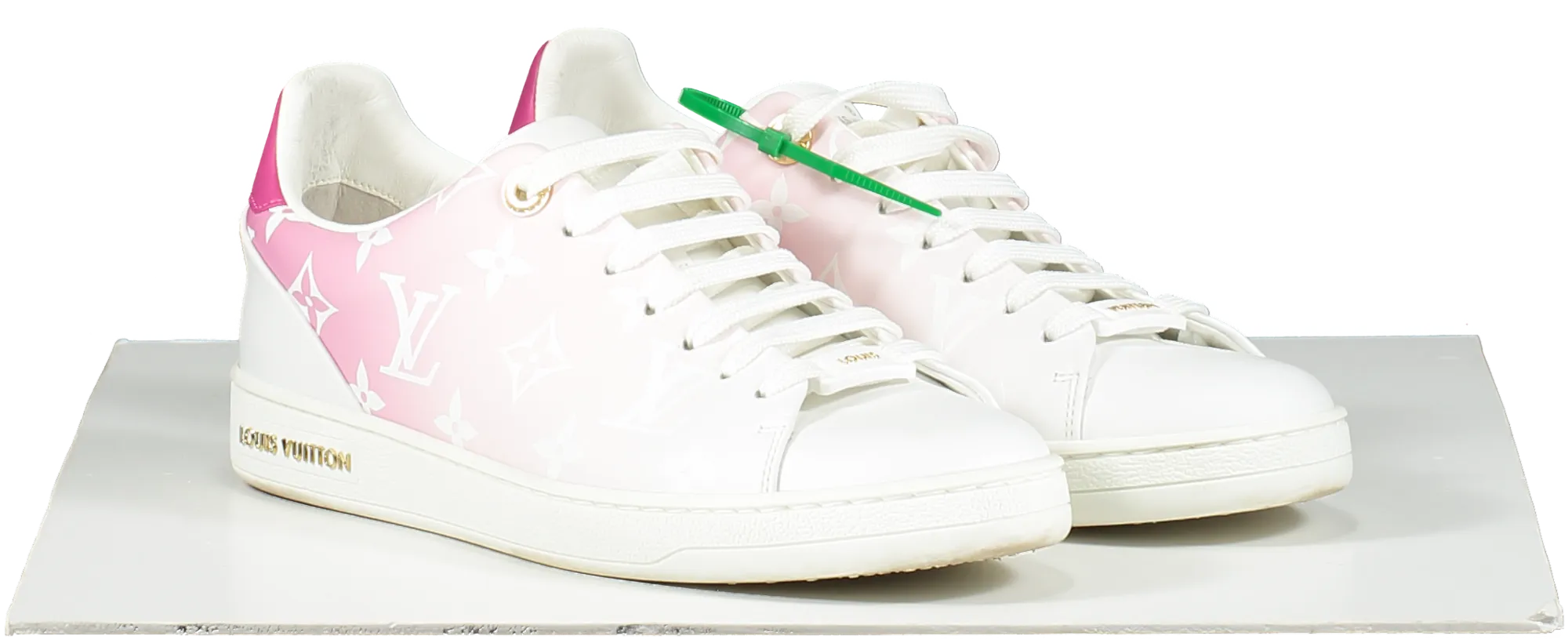 Louis Vuitton Pink/White Front Row LV Monogram logo Leather Trainers UK 3.5 EU 36.5 👠