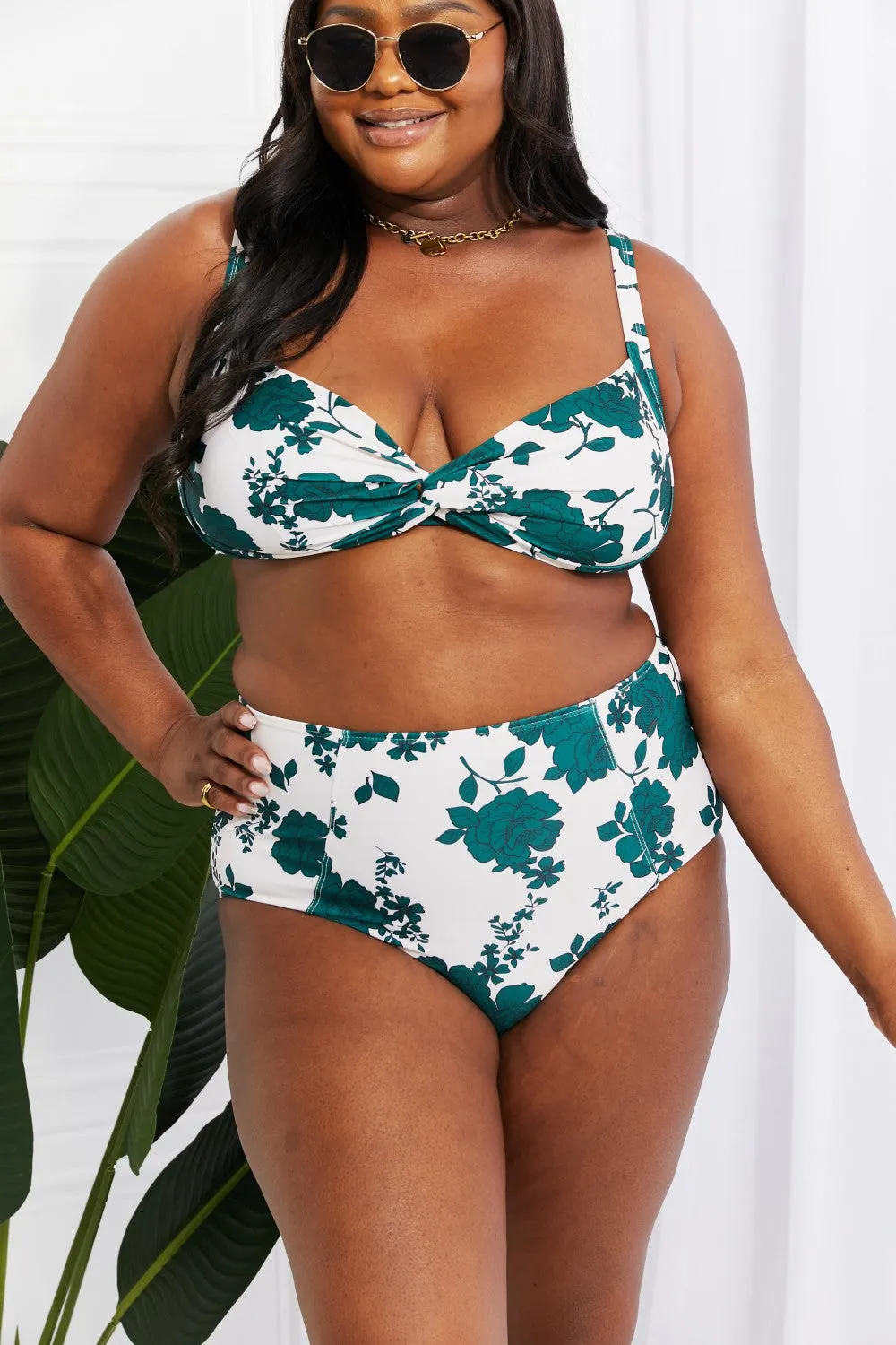 Marina West Swim Take A Dip Twist High-Rise Bikini in Forest - Ships from The US