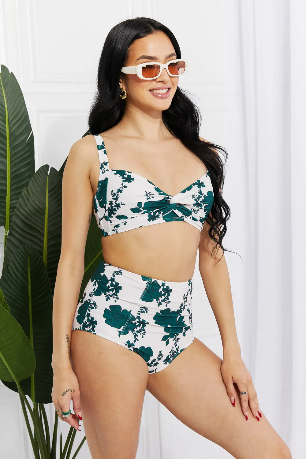 Marina West Swim Take A Dip Twist High-Rise Bikini in Forest - Ships from The US