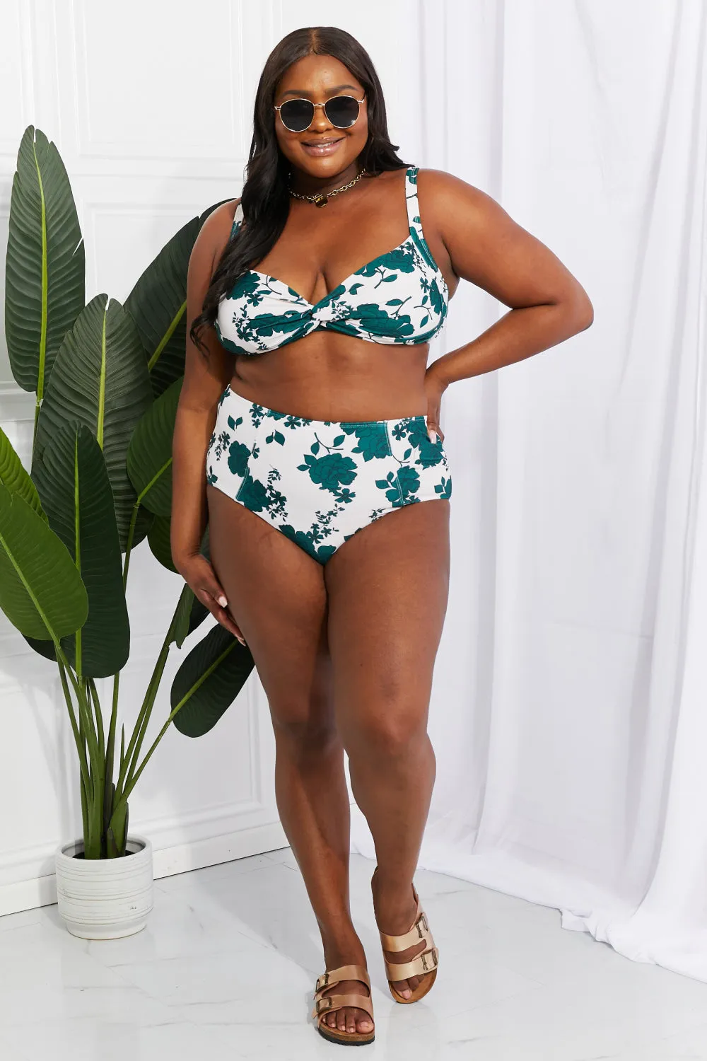 Marina West Swim Take A Dip Twist High-Rise Bikini in Forest - Ships from The US