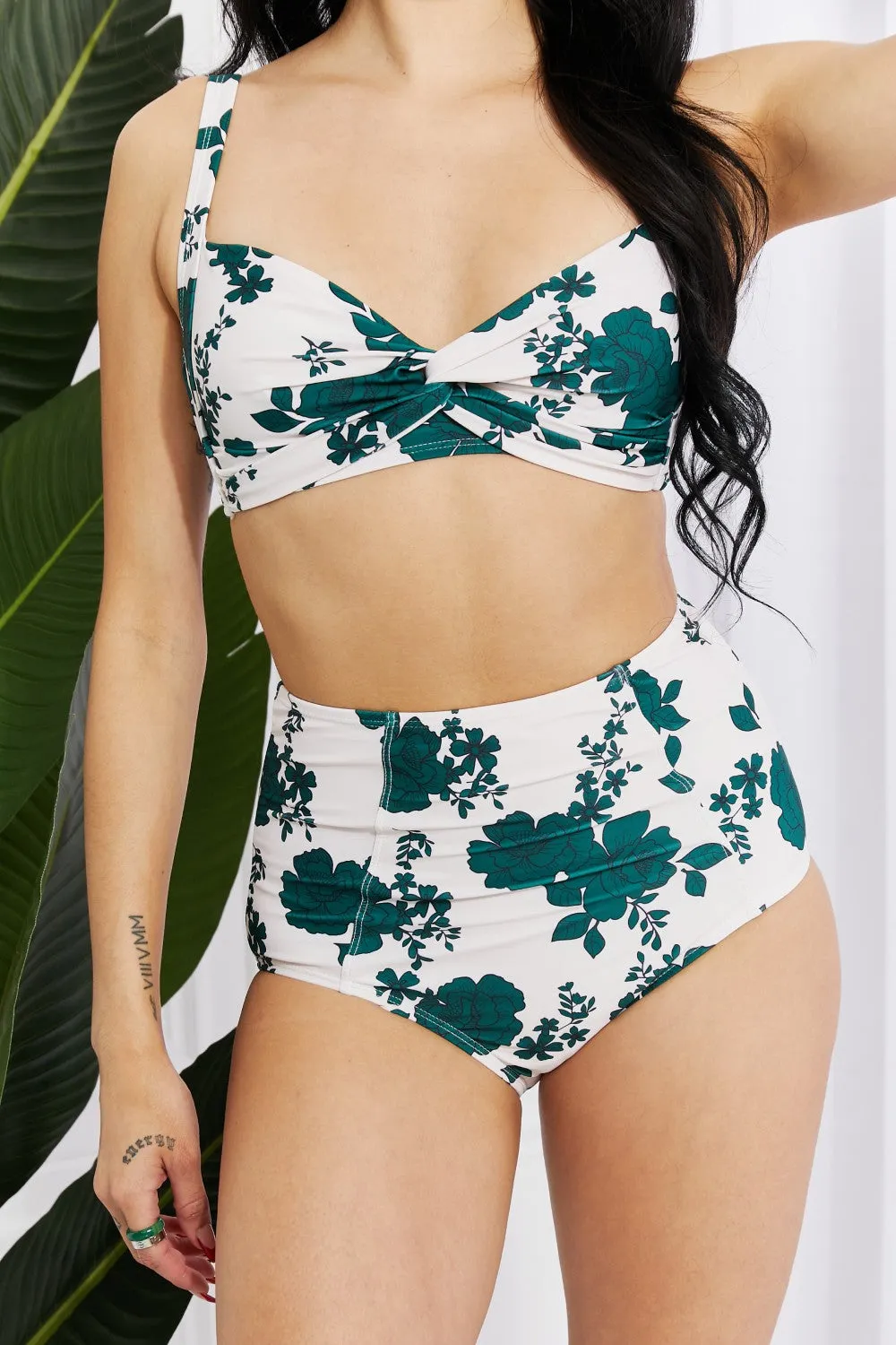 Marina West Swim Take A Dip Twist High-Rise Bikini in Forest - Ships from The US