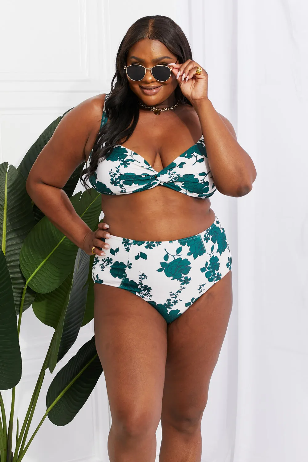 Marina West Swim Take A Dip Twist High-Rise Bikini in Forest - Ships from The US