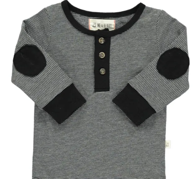 Me & Henry - Baby Stripe Henley in Black
