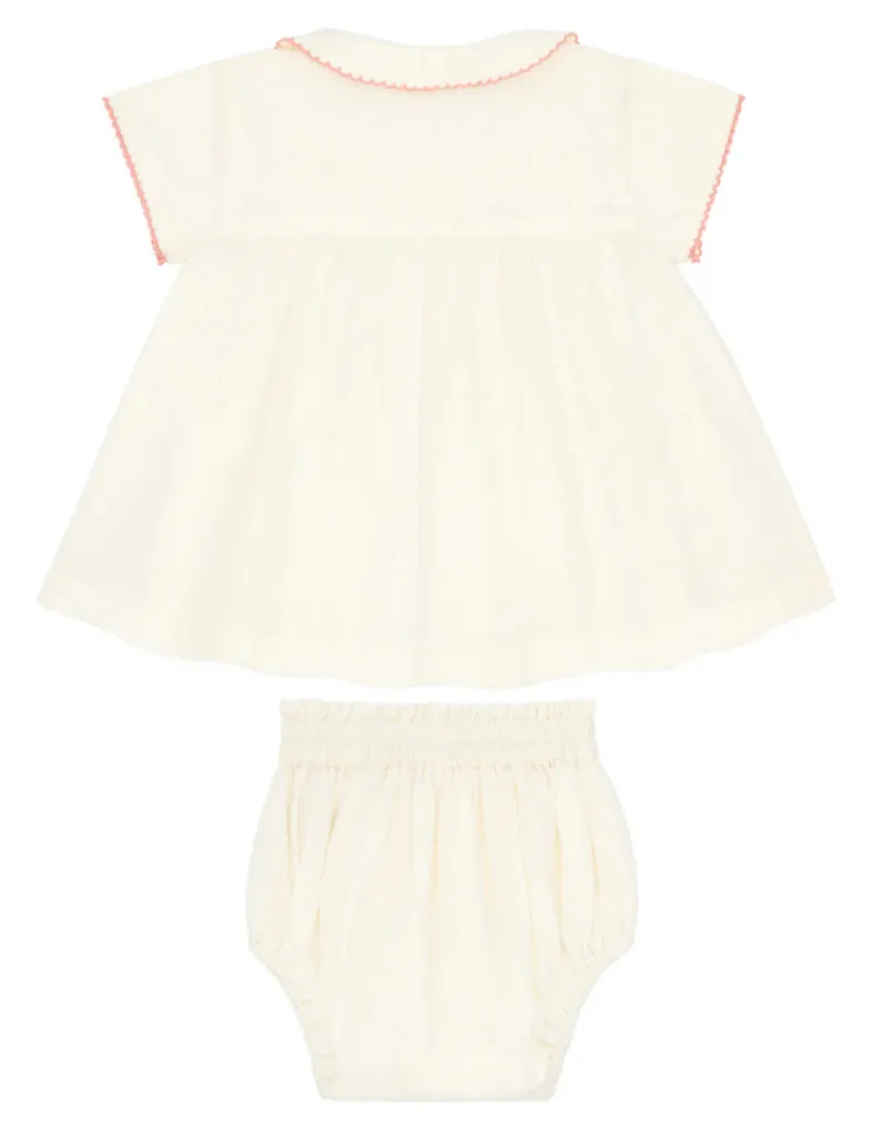 Minnow Baby Girls Crme Collared Top and Bloomer Set