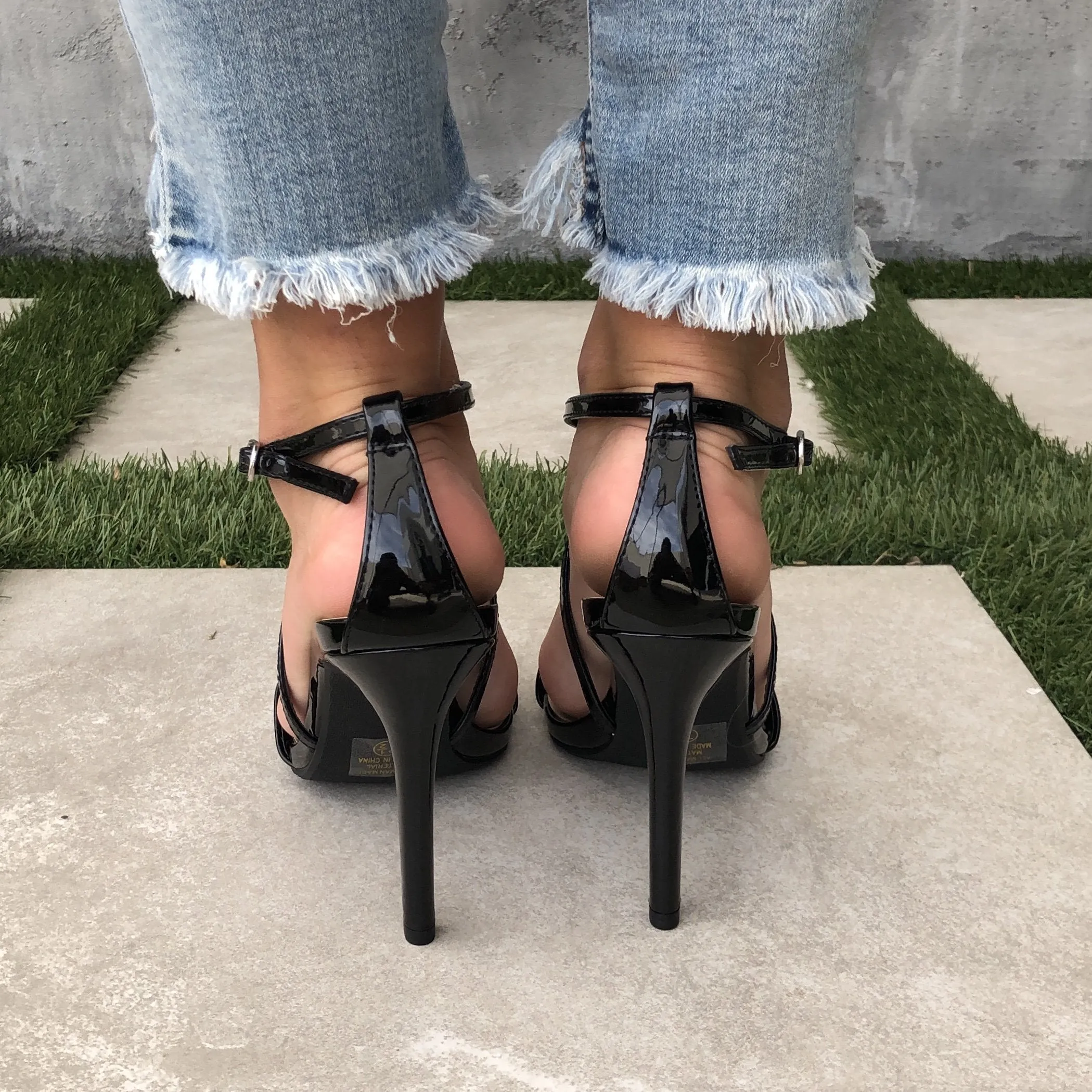 Polished Chic Open Toe Heels In Black