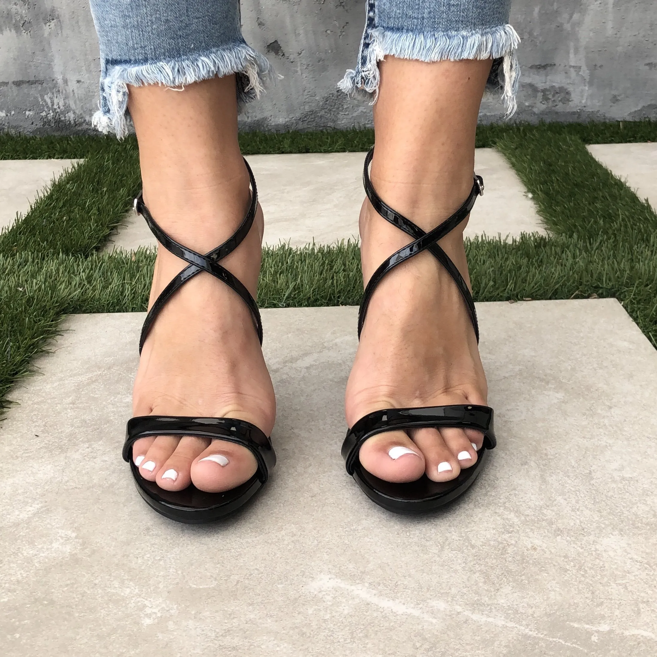 Polished Chic Open Toe Heels In Black