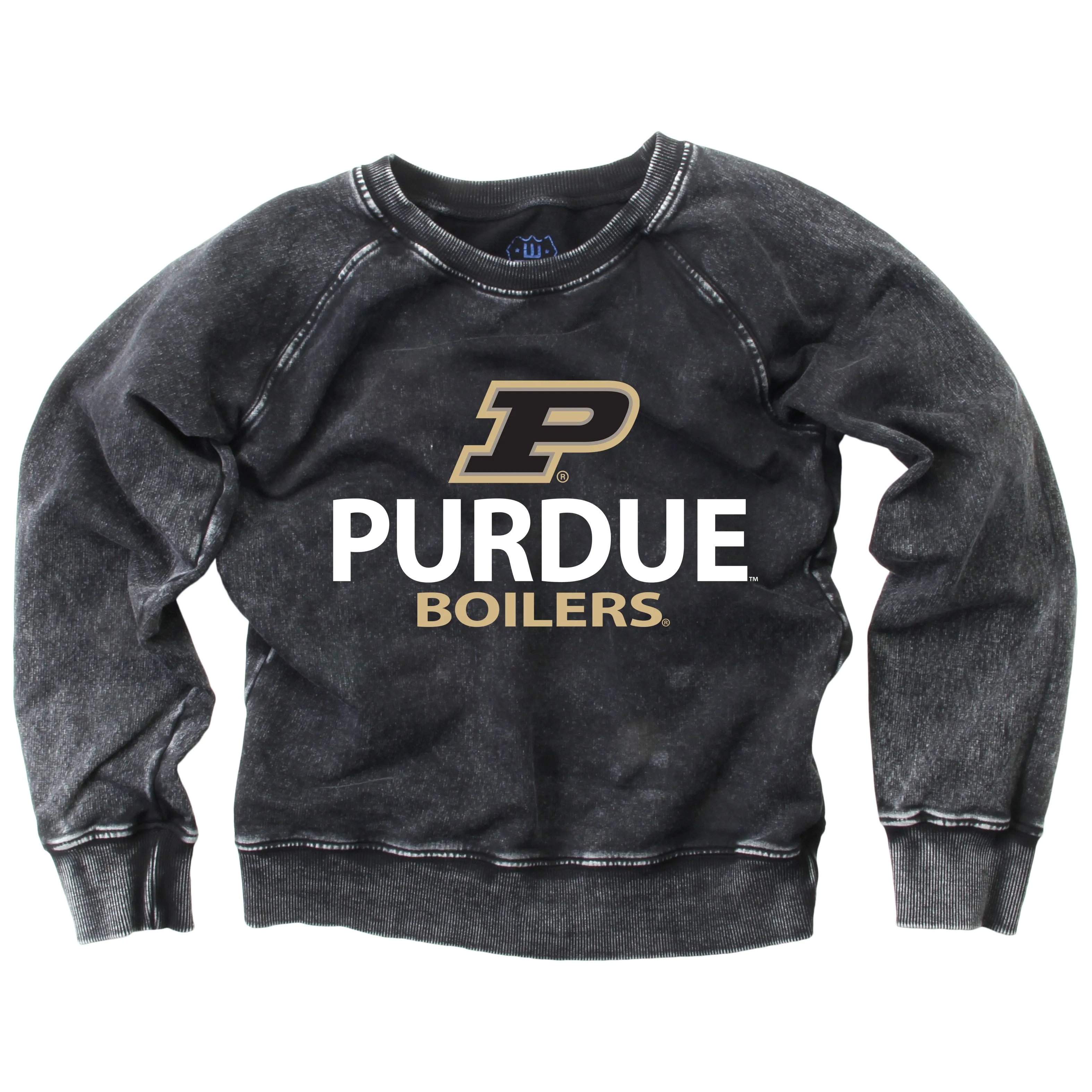 Purdue University Faded Wash Crewneck Sweatshirt in Black (4 and 6)