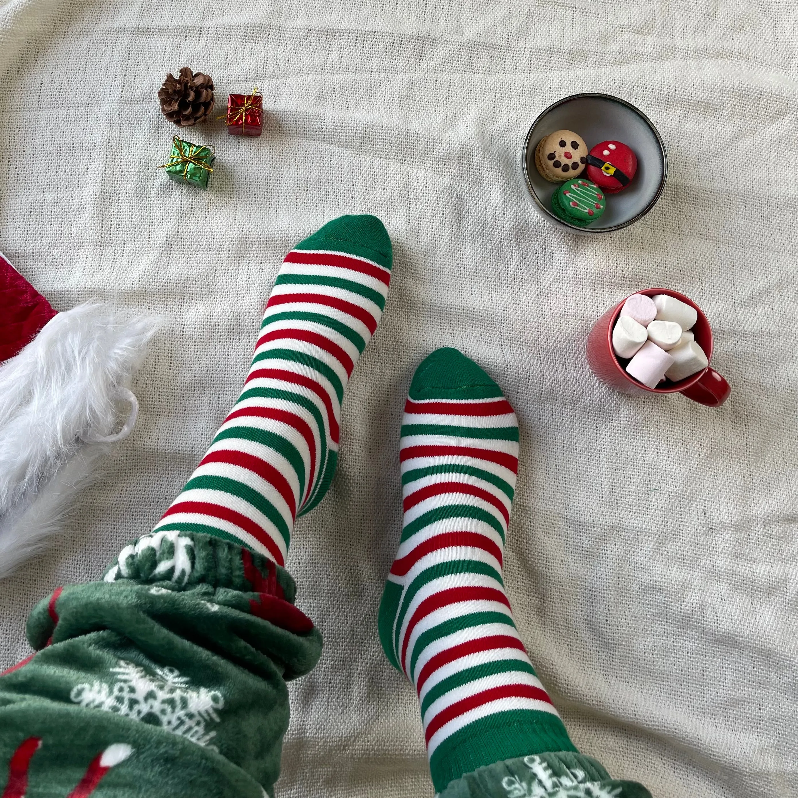 Snuggs Socks Striped Christmas Elf