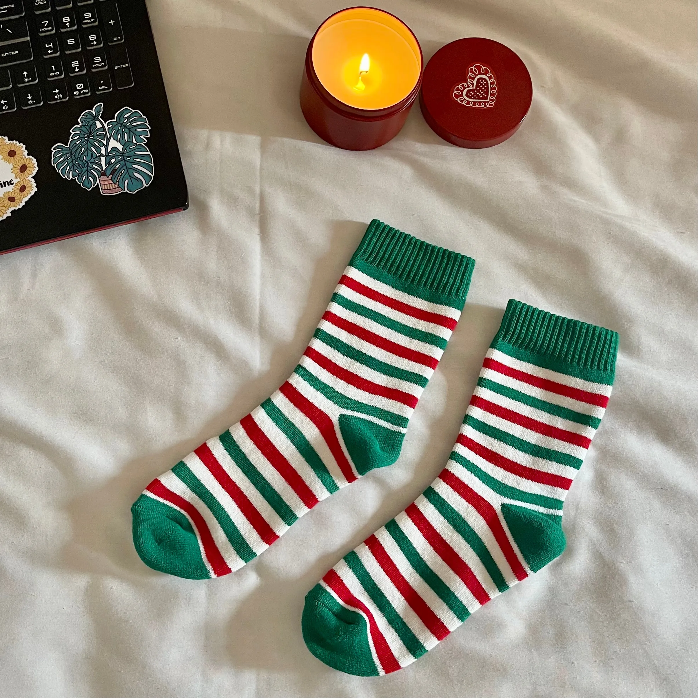Snuggs Socks Striped Christmas Elf