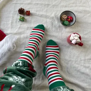 Snuggs Socks Striped Christmas Elf